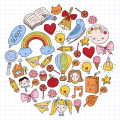 Back to school vector pattern. Online internet education.