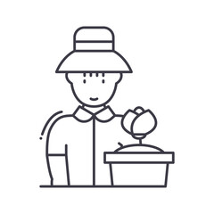 Gardener icon, linear isolated illustration, thin line vector, web design sign, outline concept symbol with editable stroke on white background.