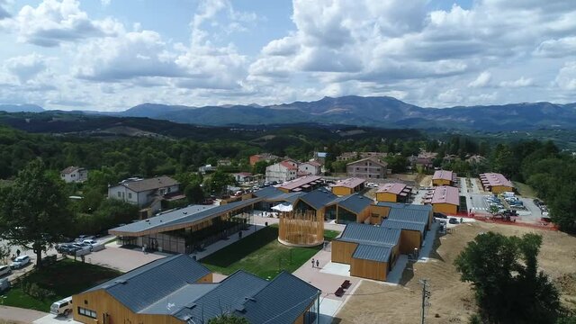 L'area food realizzata ad Amatrice dopo dal sisma 2016.
riprese aeree con un drone 