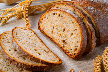 Delicious mixed rye bread, also called gray bread