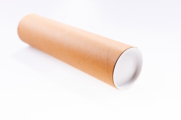 Package roll made of cardboard isolated on white