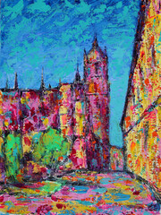 Abstract art painting of Salamanca church