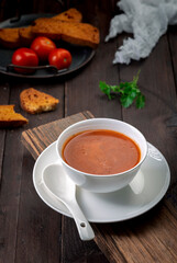  creamy tomato soup served in a bowl