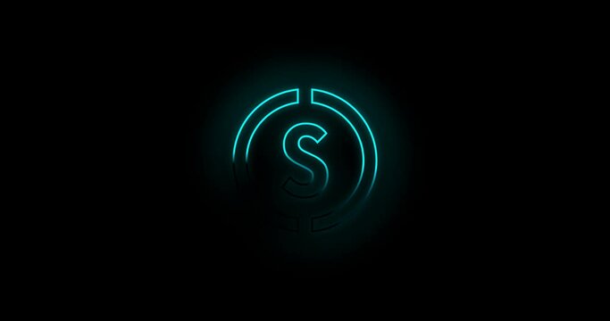 Letter S logo Blue color neon light effect 4k footage