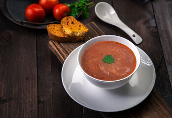  creamy tomato soup served in a bowl