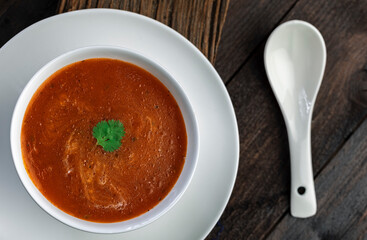  creamy tomato soup served in a bowl