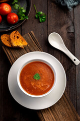  creamy tomato soup served in a bowl