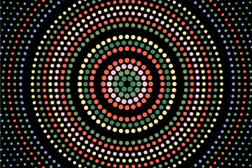 Background with dark halftone geometric circles.