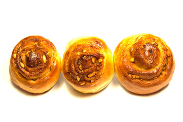 cinnabons with cinnamon and peanuts