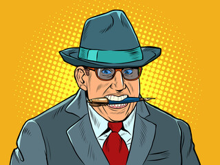 Businessman with a pen in paper art style on white background. Business success concept. Vector corporate background. Vector design. Vector isolated object