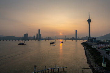 Sai Van bridge at sunset, Macau