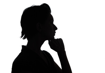Naklejka na ściany i meble Female person silhouette in the shadow, back lit light