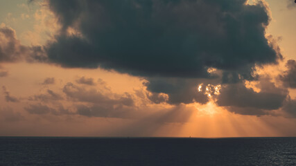 view of the magnificent sunset on the Mediterranean coast