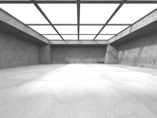 Dark Concrete Wall Architecture. Empty Room