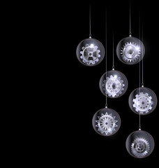 vector white black Christmas balls with gear