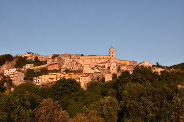 Fototapeta na wymiar Panoramic view of Viggianello, a village in the mountains of the Basilicata region, Italy.