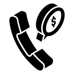 
Financial call in glyph isometric icon showing business communication 
