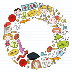 Concept of learning English. Flat design, vector pattern.