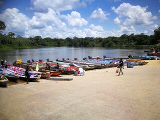 Canoe at the Amazon jungle