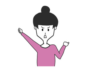 応援するモノクロ女性