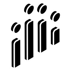 
Financial chart showing in glyph isometric icon of statistics 
