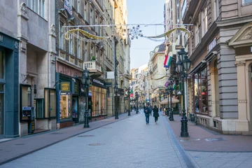 Fotobehang Feestelijke kerststraten in Boedapest © Dotan