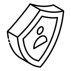 
Security glyph isometric icon user shield 
