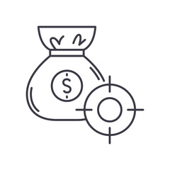 Fundraising icon, linear isolated illustration, thin line vector, web design sign, outline concept symbol with editable stroke on white background.