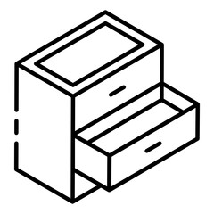 
A cabinet desk, drawer table icon in glyph isometric style 
