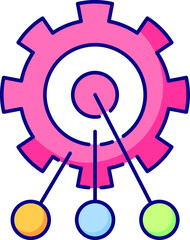 a gear consisting of three parts, color icon