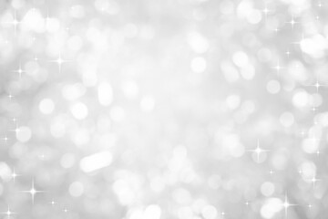 abstract blur white and silver color background with star glittering light for show,promote and advertisee product and content in merry christmas and happy new year season collection concept