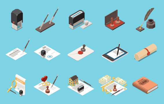 Notary Services Isometric Set