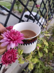 cup of tea with flowers