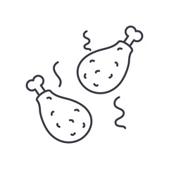 Fried chicken icon, linear isolated illustration, thin line vector, web design sign, outline concept symbol with editable stroke on white background.