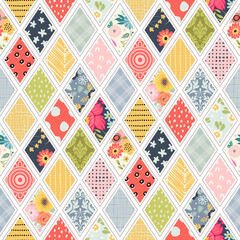 Seamless pattern, patchwork tiles. Can be used on packaging paper, fabric, background for different images, etc.