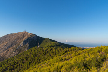 Mountain Hymettus (Ymittos) peak view