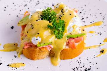 Peppered Eggs Hemingway on a white plate.