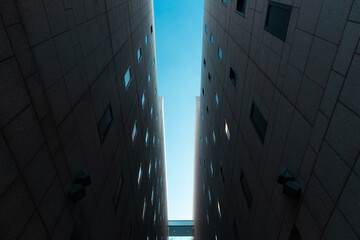 the sky between two skyscrapers