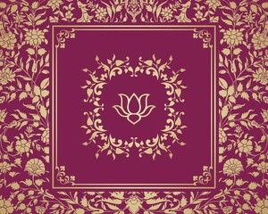 water lily, wedding card design, royal India	