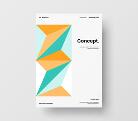 Brochure front page design layout. Vertical corporate identity A4 report cover. Modern abstract geometric vector business presentation illustration template.