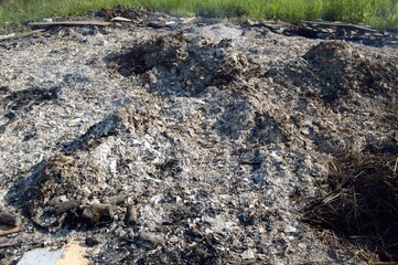 Close up dirty ash on the ground