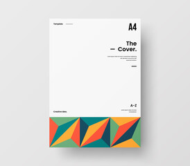 Brochure front page design layout. Vertical corporate identity A4 report cover. Modern abstract geometric vector business presentation illustration template.