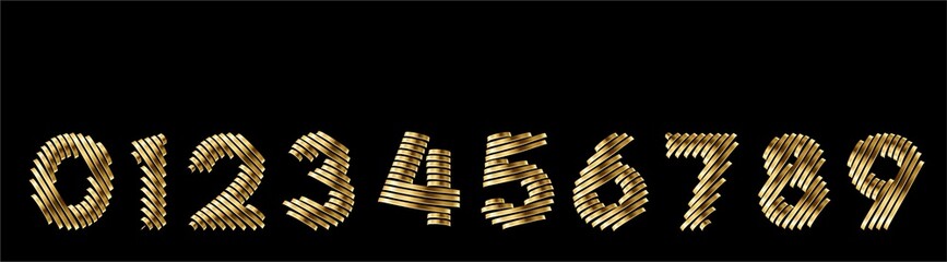 Set of ten numbers form zero to nine, number design elements