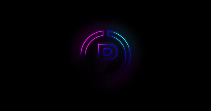 Letter P logo Blue and pink neon light effect 4k footage