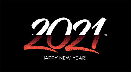 Happy New Year 2021 Text Typography Design poster, Vector illustration.