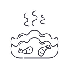 Fried dumplings icon, linear isolated illustration, thin line vector, web design sign, outline concept symbol with editable stroke on white background.