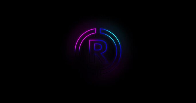 Letter R logo Blue and pink neon light effect 4k footage