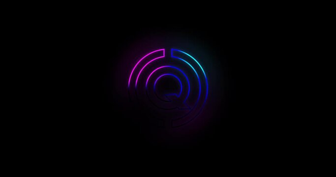 letter Q logo Blue and pink neon light effect 4k footage