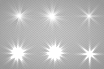 The light of a star. star glow on a transparent background explodes on a transparent background. White light. Sparkling magic dust particles. Bright Star. Transparent shining sun.