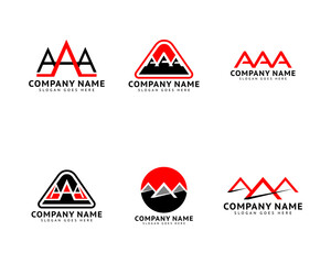 Set of Initial Letter AAA Logo Icon Design Template